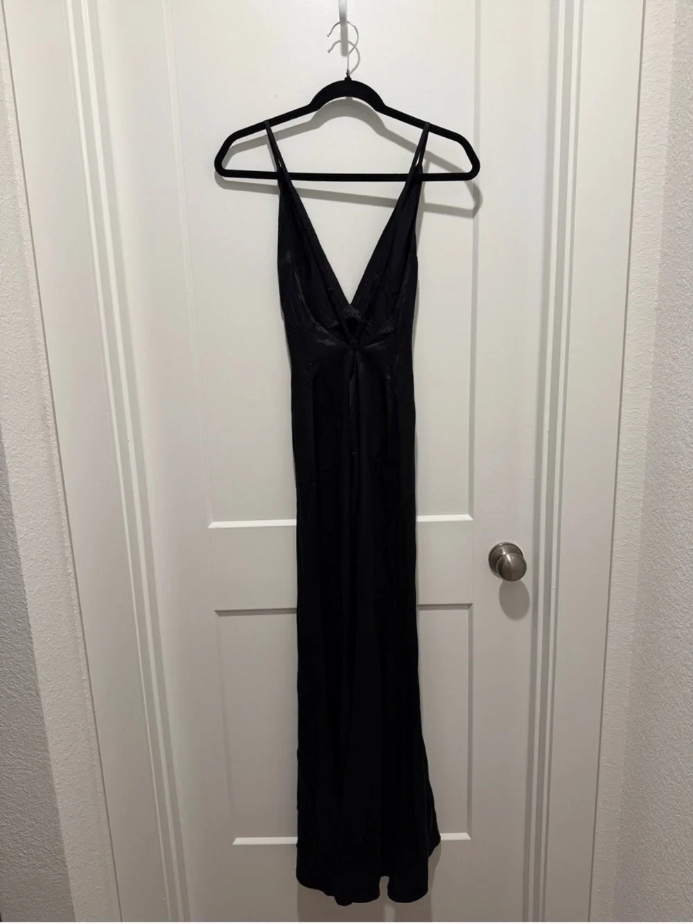 Reformation Satin Slip Maxi Dress - Black